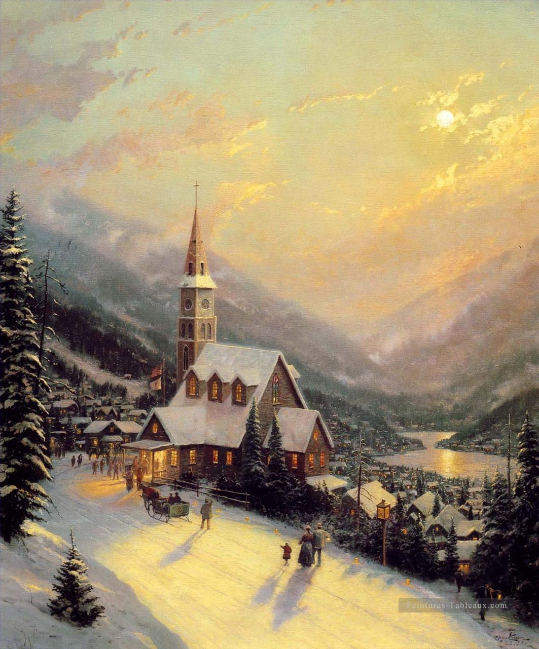 Moonlit Village TK Christmas Peintures à l'huile